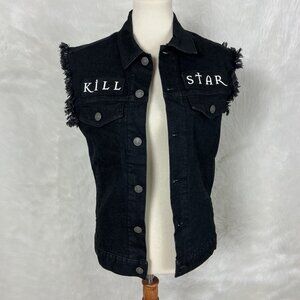 Killstar Black Sleeveless Denim Kali Vest Goddess NWT Unisex S